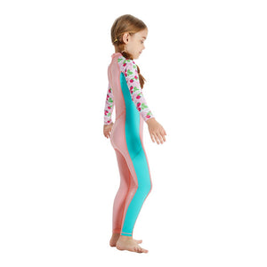 Full Length Dive Baby Pink Strawberry Printed Kids Swimwear In Upf 50+ Fabric with Free Washbag - 3 - 4 Years Swim