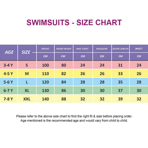 Full Length Dive Navy Mermaid Color Block Printed Kids Swimwear In Upf 50+ Fabric with Free Washbag - 3 - 4 Years Swim