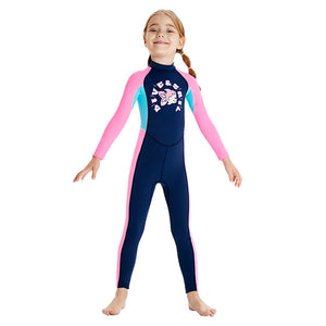 Full Length Dive Navy Mermaid Color Block Printed Kids Swimwear In Upf 50+ Fabric with Free Washbag - 3 - 4 Years Swim