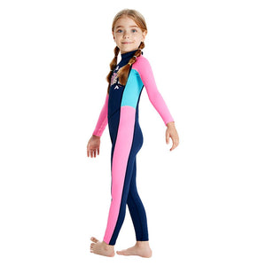 Full Length Dive Navy Mermaid Color Block Printed Kids Swimwear In Upf 50+ Fabric with Free Washbag - 3 - 4 Years Swim