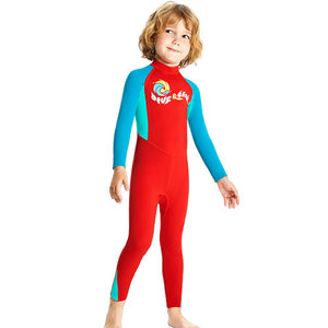 Full Length Dive Red & Teal Green Printed Kids Swimwear In Upf 50+ Fabric with Free Washbag - 3 - 4 Years Swim