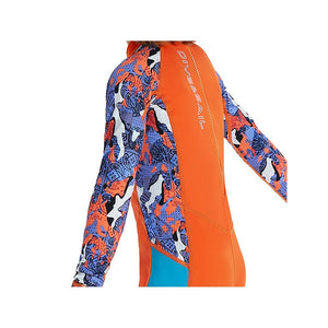 Full Sleeves Kids Swimwear Bright Orange & Blue Sunshine Printed Full Length,with UPF 50+ - Little Surprise BoxFull Sleeves Kids Swimwear Bright Orange & Blue Sunshine Printed Full Length,with UPF 50+