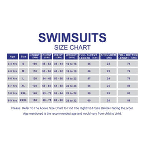 Full Sleeves Kids Swimwear Bright Orange & Blue Sunshine Printed Full Length, UPF 50+ with Free Washbag - 3 - 4 Years Swim