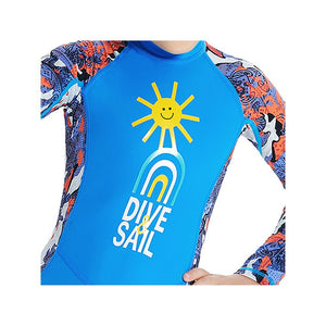 Full Sleeves Kids Swimwear Sky Blue & Yellow Sunshine Printed Full Length, with UPF 50+ - Little Surprise BoxFull Sleeves Kids Swimwear Sky Blue & Yellow Sunshine Printed Full Length, with UPF 50+