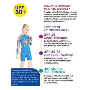 Full Sleeves Shirt & Shorts set Swimwear , Blue Fauna with UPF 50+ (2 pcs set) with Free Washbag - 3 - 4 Years Swim