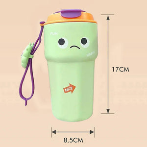 Fun Emoji Mint Green Vacuum Insulated Stainless Steel Coffee/Water/Tea Travel Tumbler for Kids & Adults,450ml - Little Surprise BoxFun Emoji Mint Green Vacuum Insulated Stainless Steel Coffee/Water/Tea Travel Tumbler for Kids & Adults,450ml