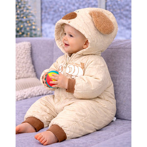 Furry Dog Ear Winter Full Sleeves Jumpsuit Hoodie Romper for Tiny Toddlers - 3 - 6 Months Winter Wear