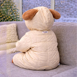 Furry Dog Ear Winter Full Sleeves Jumpsuit Hoodie Romper for Tiny Toddlers - 3 - 6 Months Winter Wear