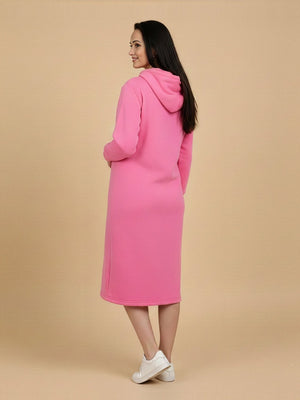 Future Is Fuchsia Maternity and Nursing Hoodie Dress - Pink Maternity Winter Dress