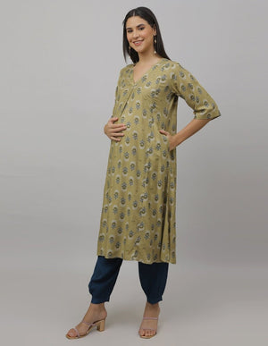 Garden Party Maternity and Nursing Kurta Set - MEW-SK-OLMS-S