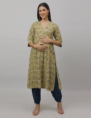Garden Party Maternity and Nursing Kurta Set - MEW-SK-OLMS-S