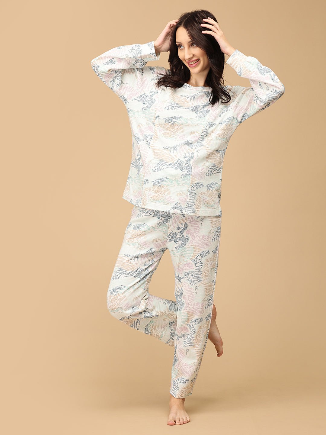 Garden Tropics Maternity and Nursing Sweatshirt Pajama Set - MWW - SD - GRTR - M