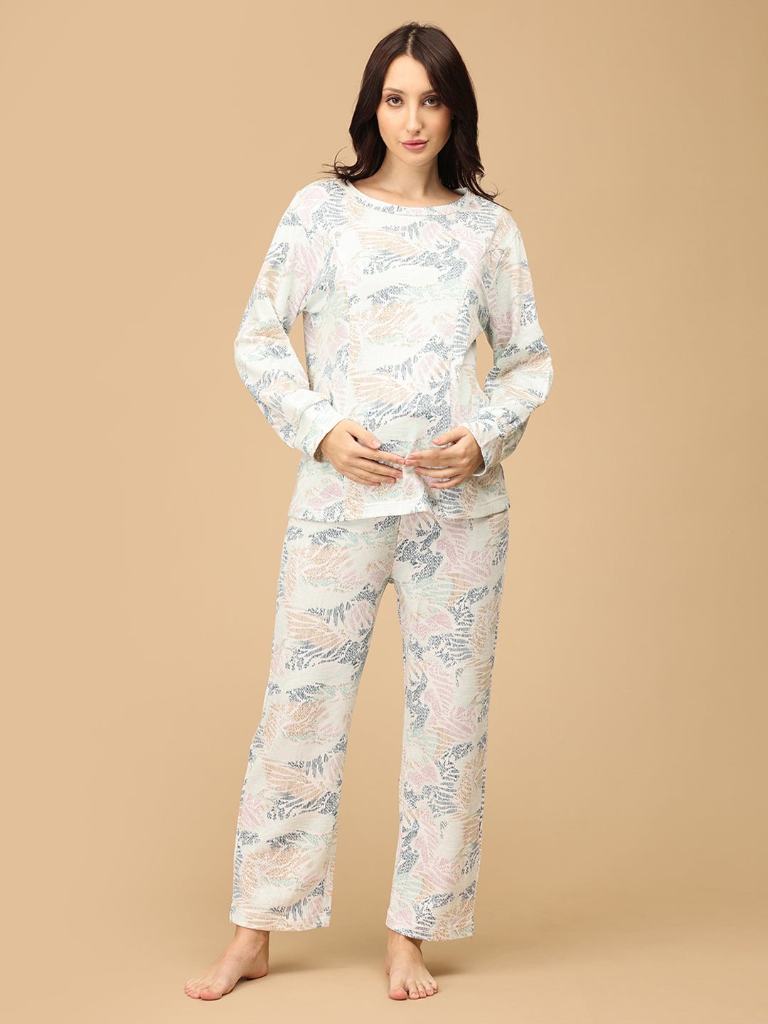 Garden Tropics Maternity and Nursing Sweatshirt Pajama Set - MWW - SD - GRTR - M