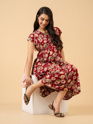 Garnet Drift Maternity and Nursing Dress - S Maternity Casual Dress