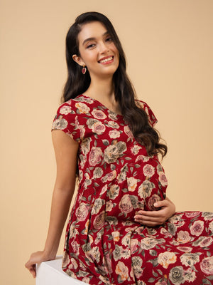 Garnet Drift Maternity and Nursing Dress - S Maternity Casual Dress
