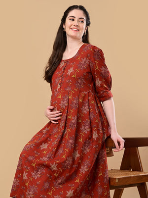 Garnet Gallery Maternity And Nursing Dress - S Maternity Casual Dress