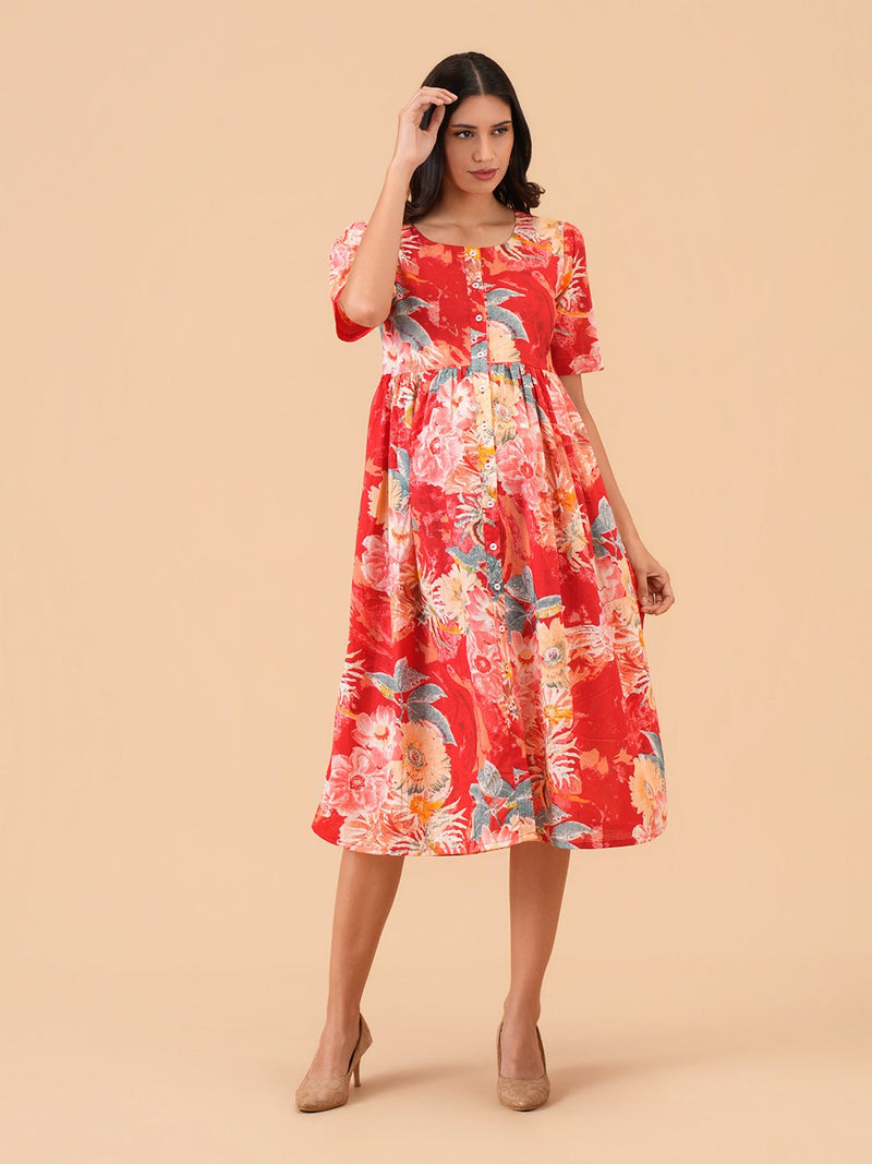 Garnet Glow Maternity and Nursing Dress