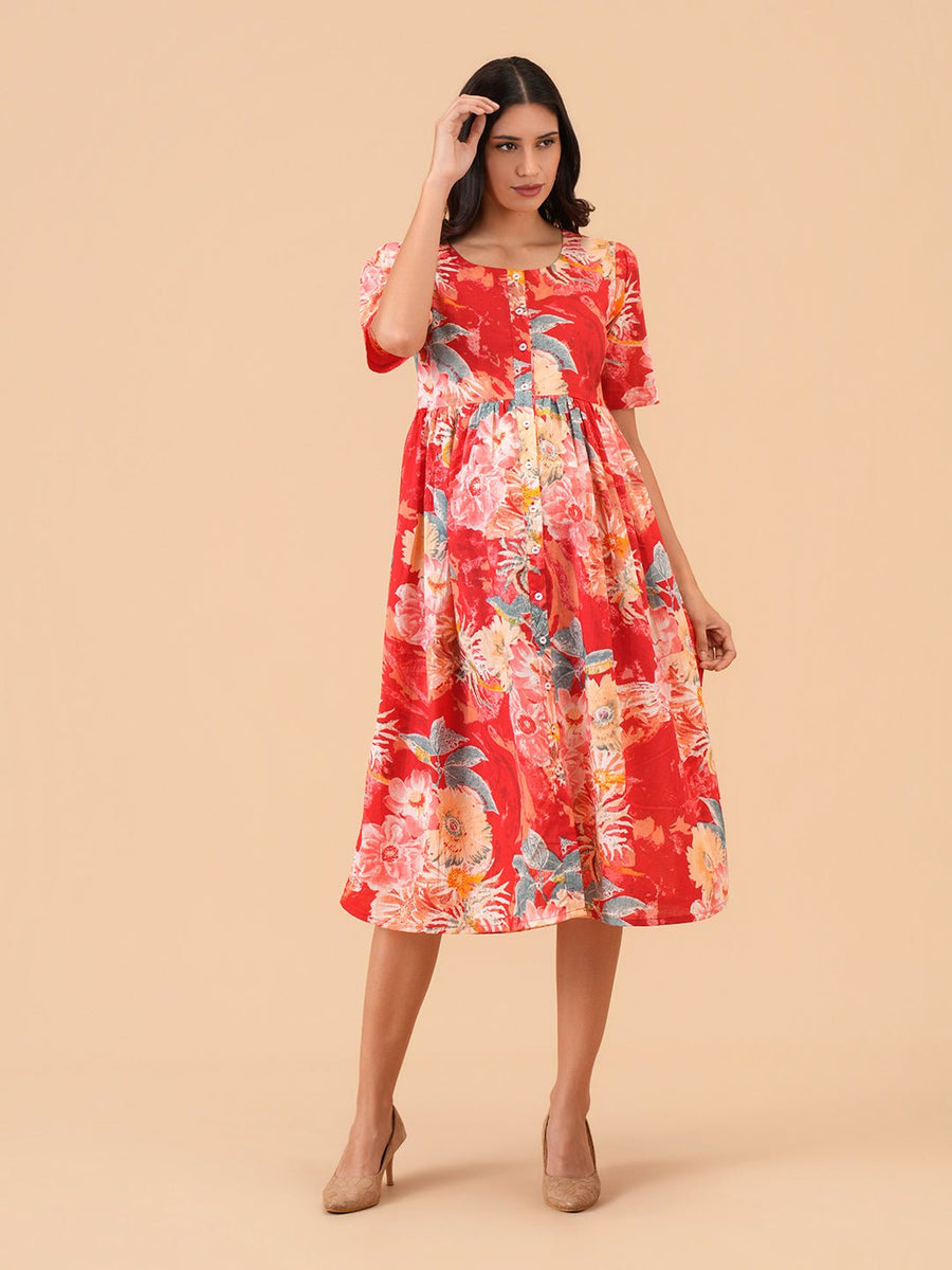 Garnet Glow Maternity and Nursing Dress