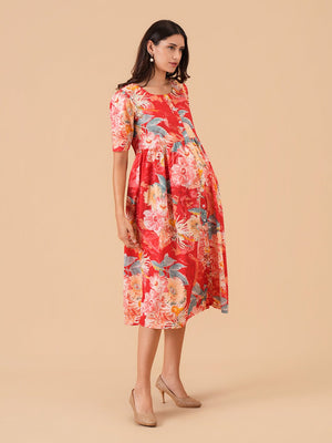 Garnet Glow Maternity and Nursing Dress - S Maternity Casual Dress