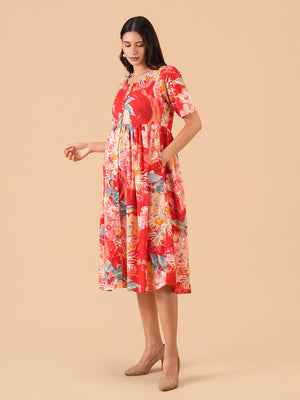 Garnet Glow Maternity and Nursing Dress - S Maternity Casual Dress