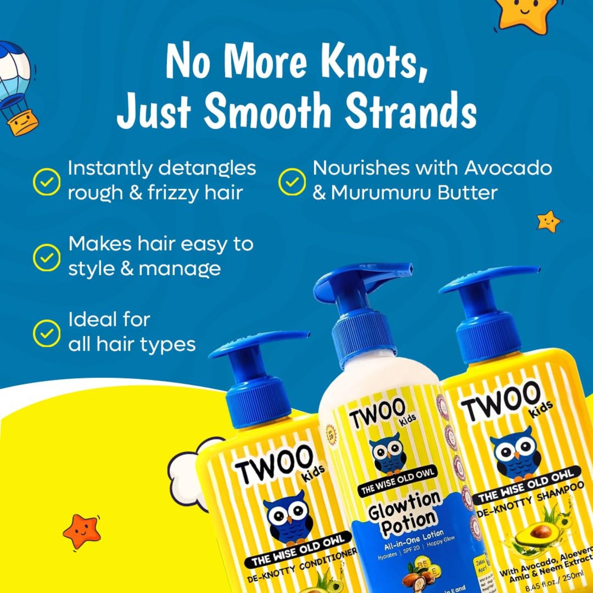 Gentle Glow Hair & Skincare Combo (De - Knotty Shampoo, De - Knotty Conditioner & Glowtion Potion) - 8906002231980
