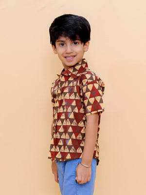 Geometrical Ajrakh Print Boys Shirt - KES - SC - GEOAB - 0 - 6