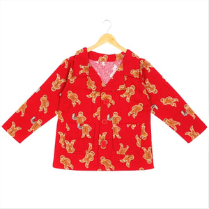Ginger Bread Flannel Jacket and Navy Blue Pants Set - WNCL-JP-GNBD-0-6