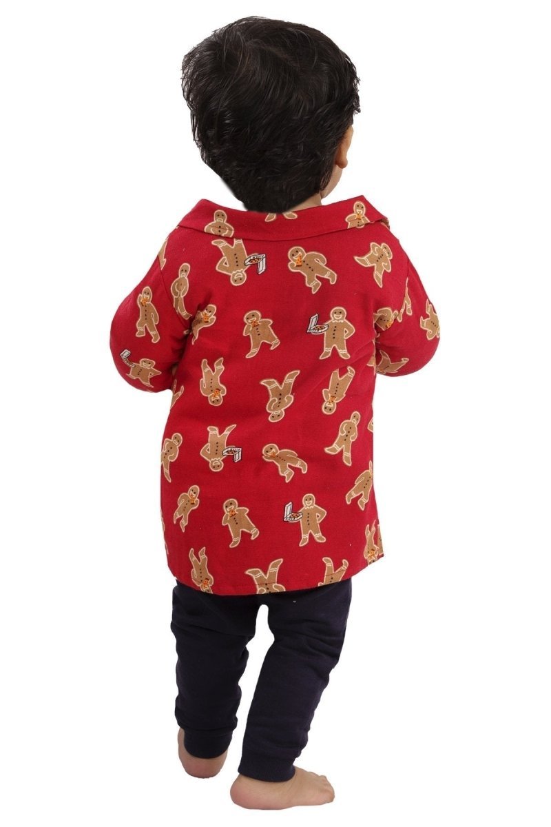 Ginger Bread Flannel Jacket and Navy Blue Pants Set - WNCL-JP-GNBD-0-6