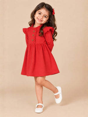 Girls Cute Raspberry Sweater Dress - 0-6 Months Girls Winter Dresses