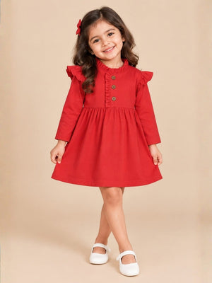 Girls Cute Raspberry Sweater Dress - 0-6 Months Girls Winter Dresses