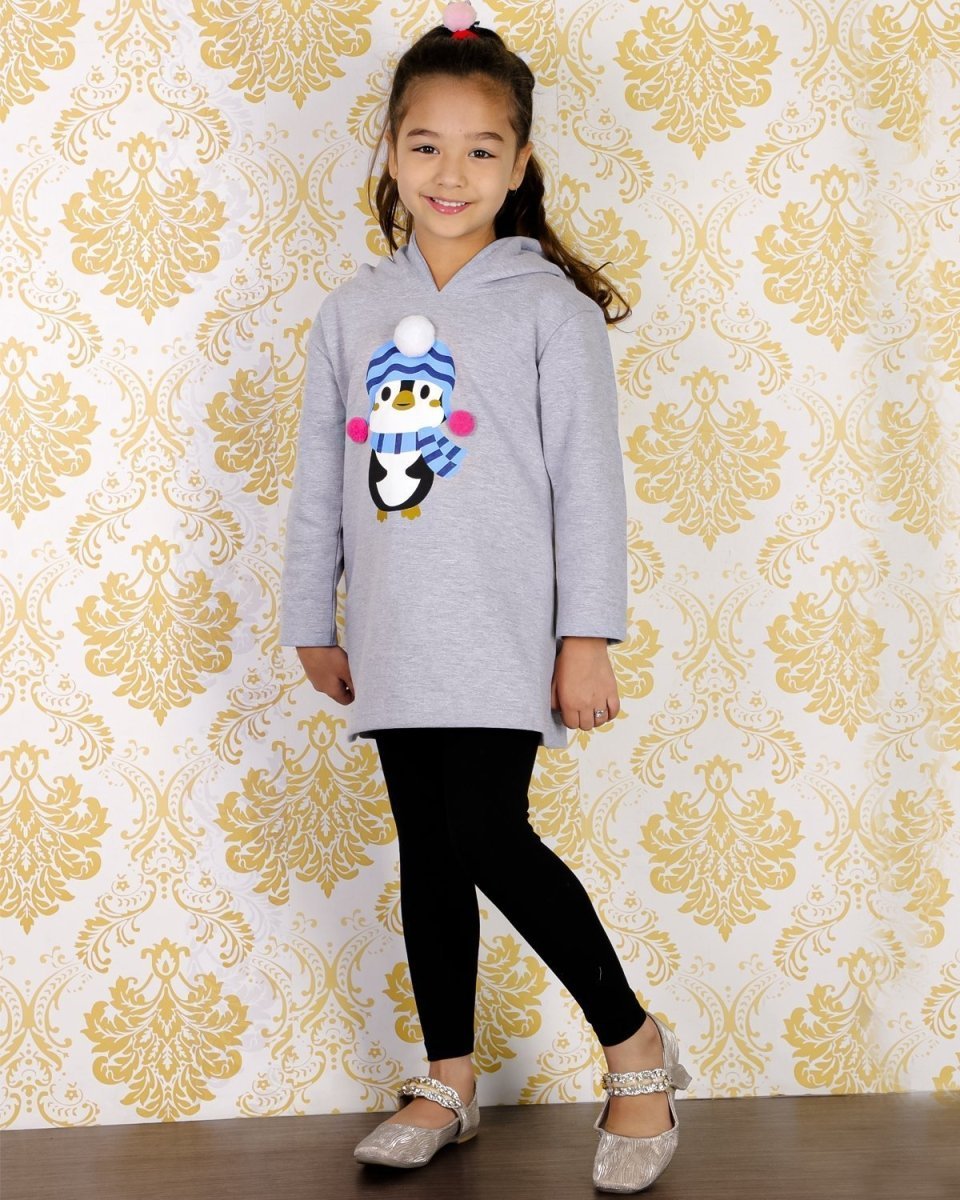 Girls Little Penguin Hooded Sweater Dress - GRLDRS - LPHD - 0 - 6