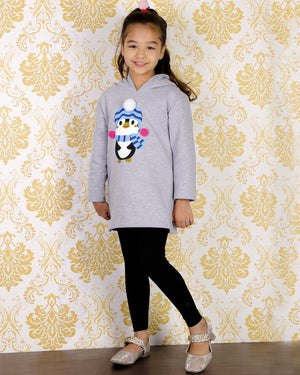 Girls Little Penguin Hooded Sweater Dress - GRLDRS - LPHD - 0 - 6