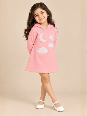 Girls Moon Christmas Magic Hooded Sweater Dress - 0-6 Months Girls Winter Dresses