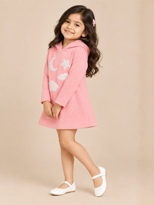 Girls Moon Christmas Magic Hooded Sweater Dress - 0-6 Months Girls Winter Dresses