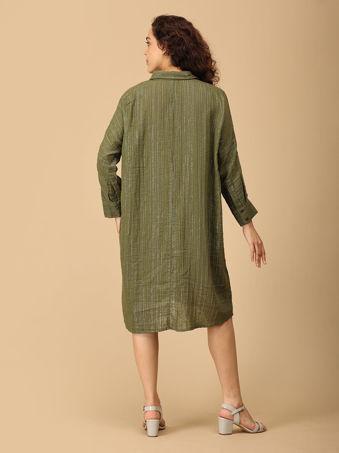 Glam - o - Leaf Maternity and Nursing Oversized Shirt Dress - DRS - SD - GLOLF - S