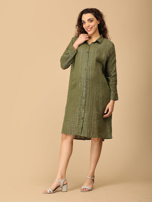 Glam - o - Leaf Maternity and Nursing Oversized Shirt Dress - DRS - SD - GLOLF - S