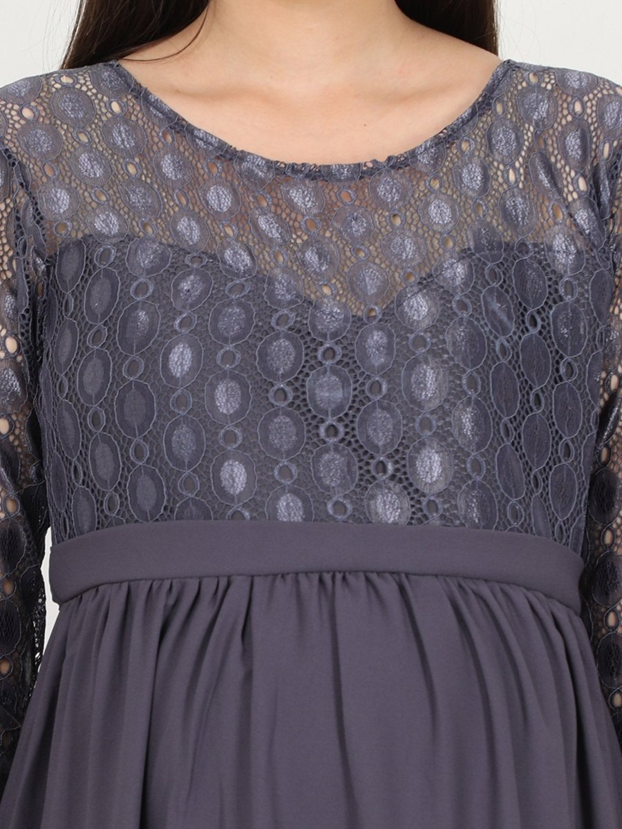 Glamorous Grey Maternity Gown - DRS-GMGRY-S