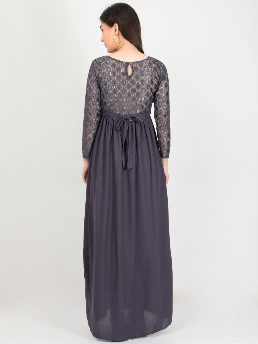 Glamorous Grey Maternity Gown - DRS-GMGRY-S