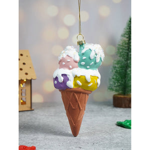 Glitter Icecream, scoops stacked with frosting shimmer christmas tree ornament - XMAS TREE ORNAMENTS