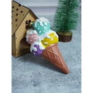 Glitter Icecream, scoops stacked with frosting shimmer christmas tree ornament - XMAS TREE ORNAMENTS