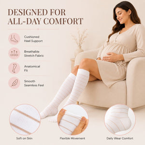 GLO Mama Pregnancy Compression Stockings | The Mom Store - Stripe Compression Stockings