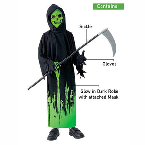 Glow in Dark Spooky Skeleton ,Kids Halloween Costume Fancy Dress Up - 7 - 8 Years Halloween