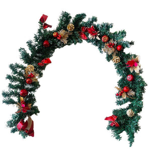Gold & Red themed Bushy christmas Garland with Pinecones, Cherries and fillers, 6.5 feet - Wreaths, Garlands & Mini Trees