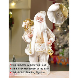 Gold shimmer robe Moving Face Musical christmas Santa Home and Table Décor - 24 inch Christmas