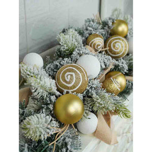 Gold Swirl Snow Frosted & Ornament Fillers Bushy Christmas Centre table Garland for Christmas Décor, 2 feet - Christmas