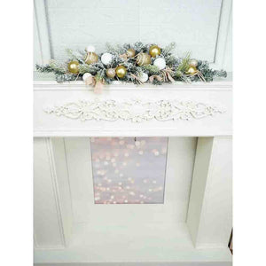 Gold Swirl Snow Frosted & Ornament Fillers Bushy Christmas Centre table Garland for Christmas Décor, 2 feet - Christmas