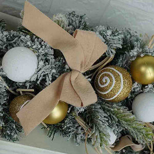 Gold Swirl Snow Frosted & Ornament Fillers Bushy Christmas Centre table Garland for Christmas Décor, 2 feet - Christmas