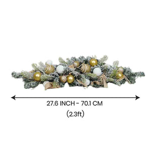 Gold Swirl Snow Frosted & Ornament Fillers Bushy Christmas Centre table Garland for Christmas Décor, 2 feet - Christmas