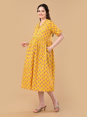 Golden Basic Maternity And Nursing Dress - S Maternity Casual Dress