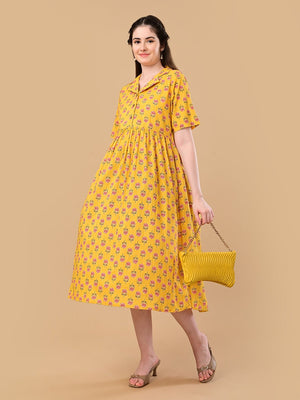 Golden Basic Maternity And Nursing Dress - S Maternity Casual Dress